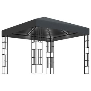 vidaXL Gazebo com cord&otilde;es de luzes LED 3x3 m antracite