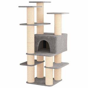 vidaXL &Aacute;rvore para gatos com postes de sisal Cinzento-claro 161 cm