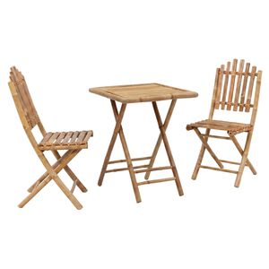 vidaXL Conjunto de Jantar de Jardim Dobr&aacute;vel 3 unid. Natural Bambu