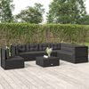 vidaXL 7 pcs conjunto lounge de jardim c/ almofad&otilde;es vime PE preto
