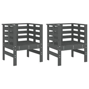vidaXL Cadeiras de jardim 2 pcs 61,5x53x71 cm pinho maci&ccedil;o cinzento