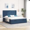 vidaXL Estrutura de cama otomana com colch&otilde;es 160x200cm tecido azul