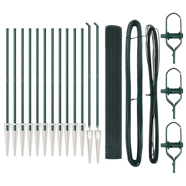 vidaXL Poste de Cerca Verde 25 x 1 m (rolos de malha de 19 x 19 mm)