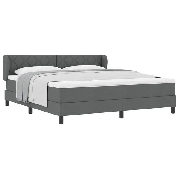 vidaXL Cama box spring com colch&atilde;o Cinzento escuro 180 x 200 cm tecido