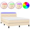 vidaXL Cama box spring c/ colch&atilde;o e LED 140x200 cm tecido cor creme