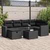 vidaXL 7 pcs conjunto de sof&aacute;s p/ jardim c/ almofad&otilde;es vime PE preto