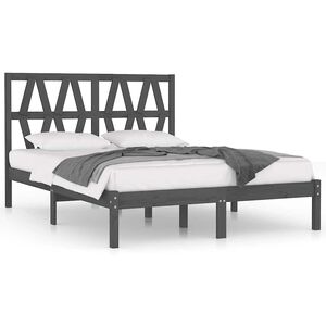 vidaXL Estrutura de cama 200x200 cm pinho maci&ccedil;o cinzento