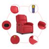 vidaXL Poltrona massagens reclin&aacute;vel elevat&oacute;ria couro artif. vermelho