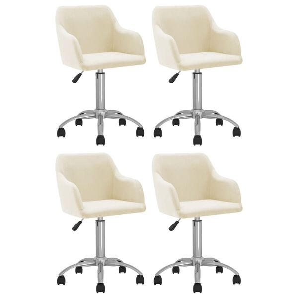 vidaXL Cadeiras de jantar girat&oacute;rias 4 pcs tecido cor creme