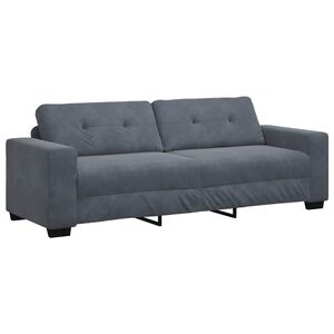 vidaXL Sof&aacute; de 3 lugares em veludo cinza escuro, 220x78x80 cm