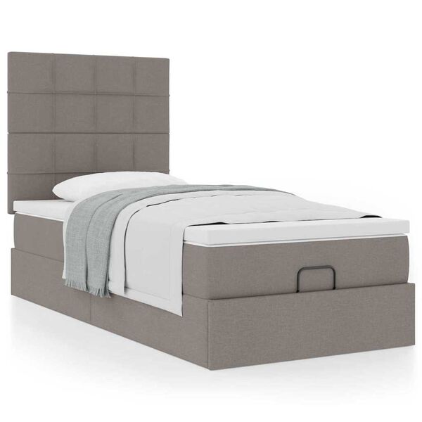 vidaXL Cama otomana com colch&atilde;o 100x200 cm tecido cinza