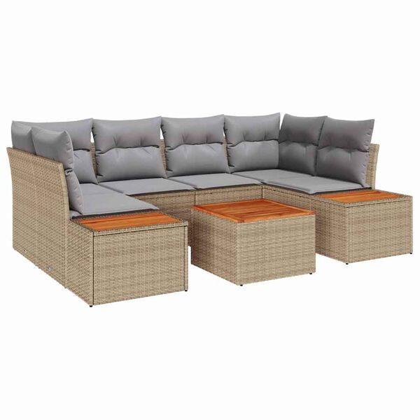 vidaXL Conjunto de Sof&aacute; de Jardim 6 pcs Bege Rattan Sint&eacute;tico