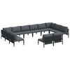 vidaXL Conjunto de Sofá de Jardim com almofada 12 pcs Preto Aço