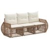 vidaXL Conjunto de Sof&aacute; de Jardim 3 unid. Bege e Branco Creme vime PE