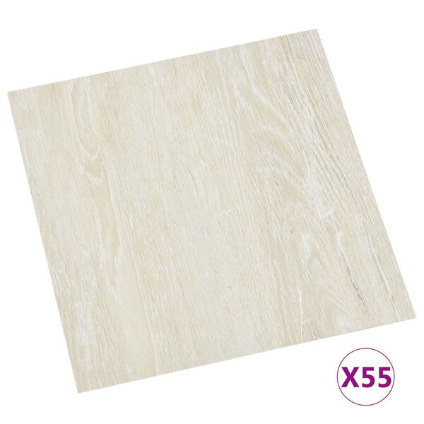 vidaXL Pranchas de Piso 55 pcs Creme 5,11 m&sup2; PVC