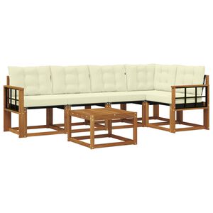 vidaXL Conjunto de Sof&aacute;s para Exterior 6 pcs Natural e Creme
