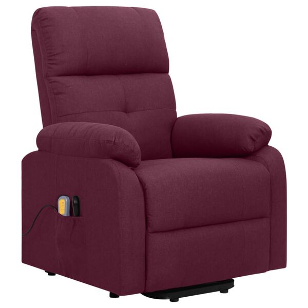 vidaXL Poltrona elevatória de massagens tecido roxo