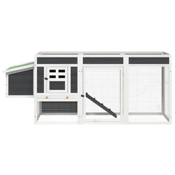 vidaXL Galinheiro 204x50x84 cm madeira de pinho maci&ccedil;a cinzento