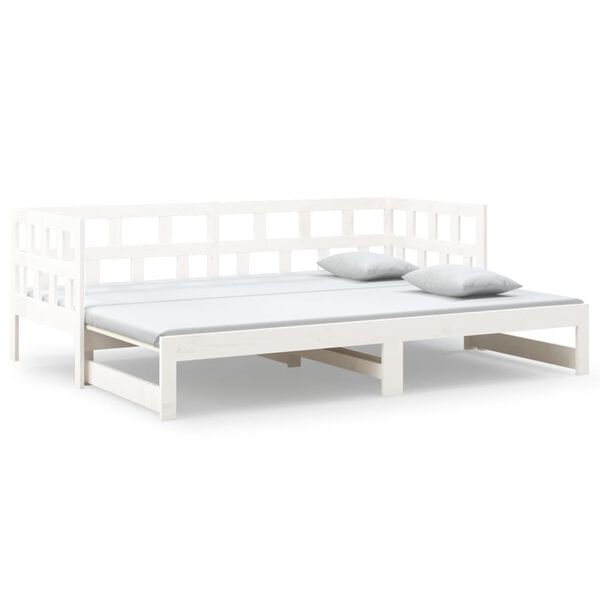 vidaXL Estrutura sof&aacute;-cama de puxar 2x(80x200) cm pinho maci&ccedil;o branco