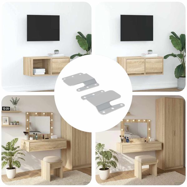 vidaXL Suporte de Montagem Flush 2 pcs Prateado 75 x 66 x 1,4 mm A&ccedil;o