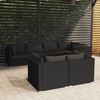 vidaXL 7 pcs conjunto lounge de jardim c/ almofad&otilde;es vime PE preto