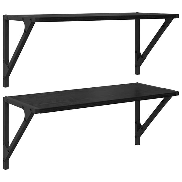 vidaXL Prateleiras de Parede 2 pcs Carvalho Preto 60 x 25 x 25,5 cm