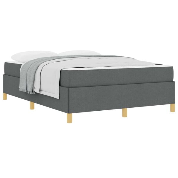 vidaXL Estrutura da Cama com colch&atilde;o Cinza Escuro 140 x 190 cm tecido