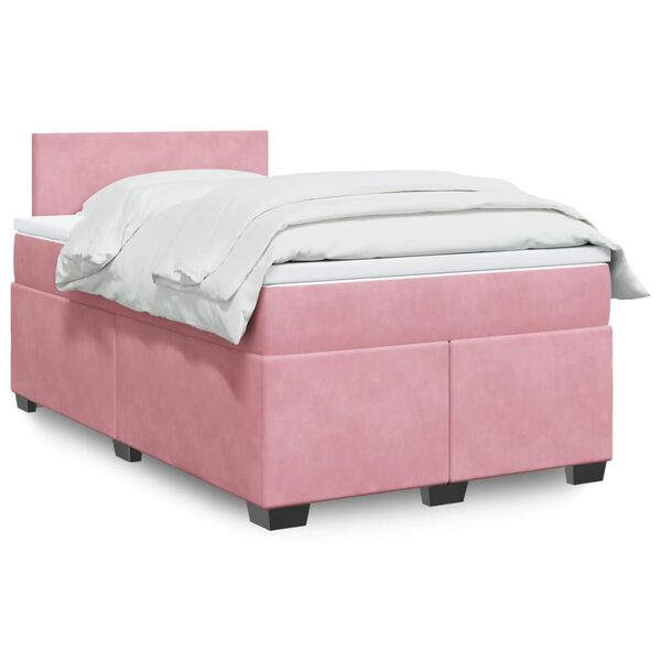 vidaXL Cama boxspring com colch&atilde;o 120x190 cm veludo rosa