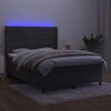 vidaXL Cama box spring c/ colch&atilde;o/LED 140x190cm veludo cinzento-escuro