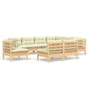 vidaXL 9 pcs conjunto lounge jardim c/ almofad&otilde;es creme pinho maci&ccedil;o