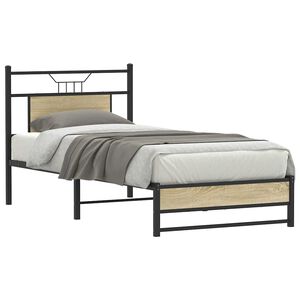 vidaXL Estrutura cama s/ colch&atilde;o derivados de madeira carvalho sonoma