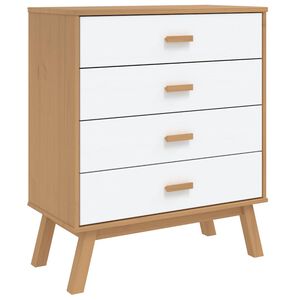 vidaXL C&oacute;moda OLDEN madeira de pinho maci&ccedil;a branco/castanho