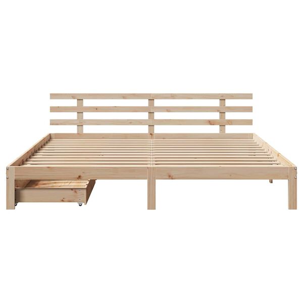 vidaXL Estrutura de cama c/ gavetas 200x200 cm madeira de pinho maci&ccedil;a