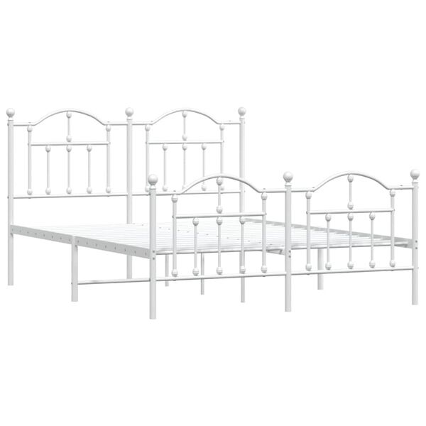 vidaXL Estrutura de cama com cabeceira e p&eacute;s 135x190 cm metal branco