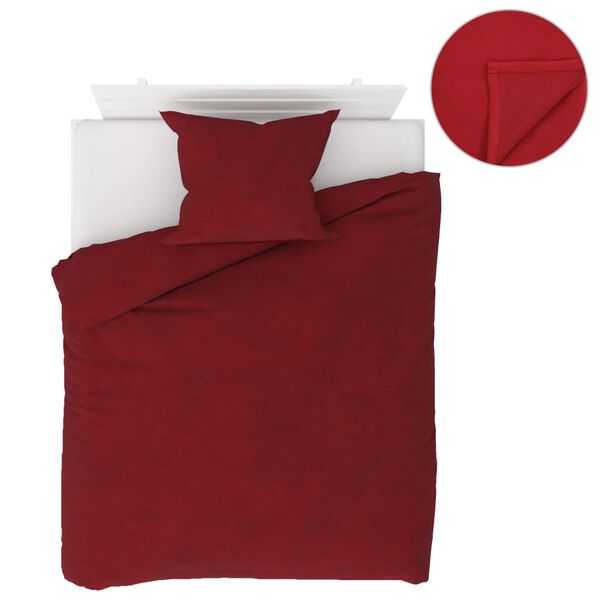 vidaXL 4 pcs conjunto roupa de cama 140x200/60x70 cm l&atilde; vermelho tinto