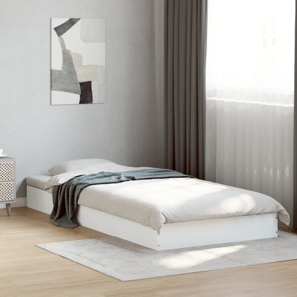 vidaXL Estrutura de cama 75x190 cm derivados de madeira branco