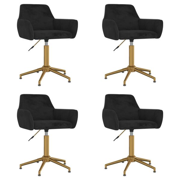 vidaXL Cadeiras de jantar girat&oacute;rias 4 pcs veludo preto