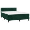 vidaXL Cama box spring c/ colch&atilde;o/LED 140x200 cm veludo verde-escuro
