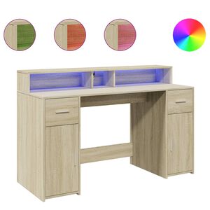 vidaXL Secret&aacute;ria luzes LED 140x55x91cm deriv. madeira carvalho sonoma