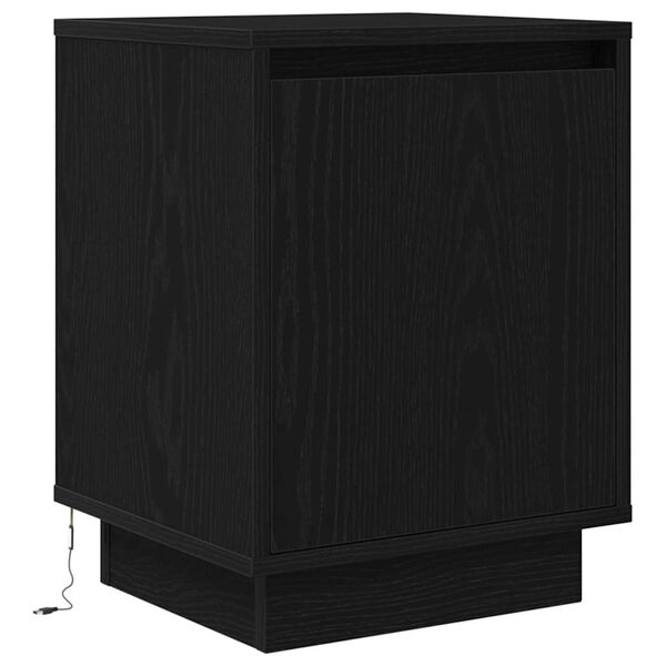 vidaXL Mesa de cabeceira com luzes LED 38x34x50 cm preto
