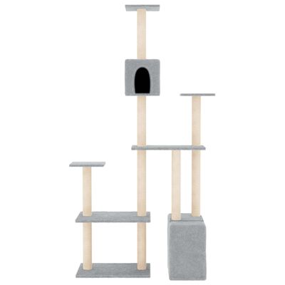 vidaXL Árvore p/ gatos c/ postes arranhadores sisal 180 cm cinza-claro