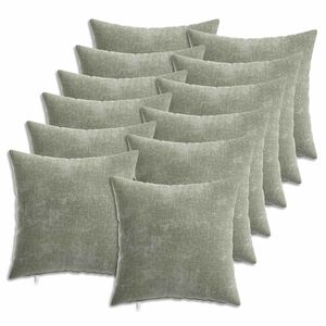 vidaXL Capa almofada 12 unid. HEERLEN Verde 40 x 40 cm Tecido Chenille