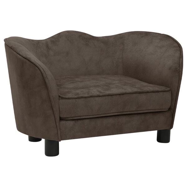 vidaXL Sof&aacute; para c&atilde;es 66x43x40 cm pel&uacute;cia castanho