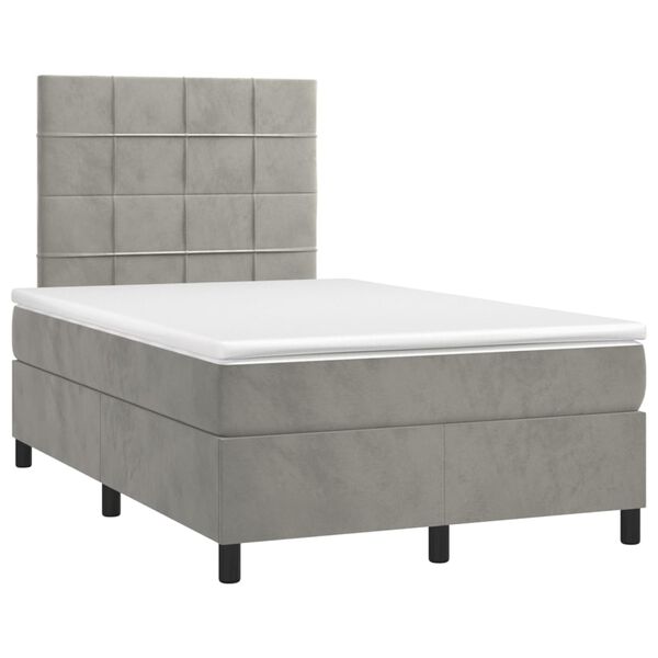 vidaXL Cama boxspring c/ colch&atilde;o 120x200 cm veludo cinzento-claro