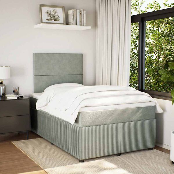vidaXL Cama boxspring c/ colch&atilde;o 120x200 cm veludo cinzento-claro