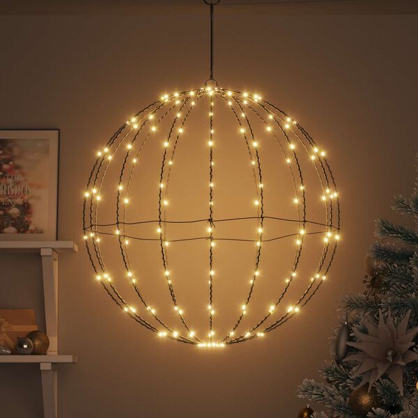 vidaXL Bola com 192 LEDs Branco quente 59,5 x 59,5 x 63 cm Metal