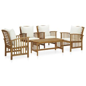 vidaXL 5 pcs conjunto lounge de jardim com almofad&otilde;es ac&aacute;cia maci&ccedil;a