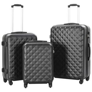 vidaXL Conjunto de tr&oacute;leis estojo r&iacute;gido 3 pcs ABS preto