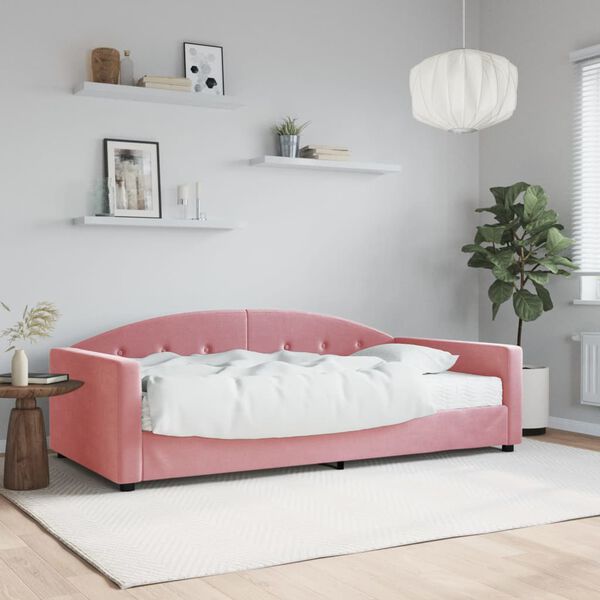 vidaXL Sof&aacute;-cama com colch&atilde;o 100x200 cm veludo rosa