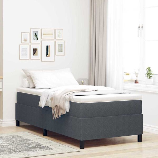 vidaXL Cama Box Cinza Escuro e Branco 100 x 200 cm